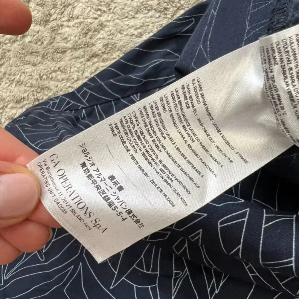 Armani Exchange Drawstring Waist Blue White Palm Print Shorts Mens Size 30